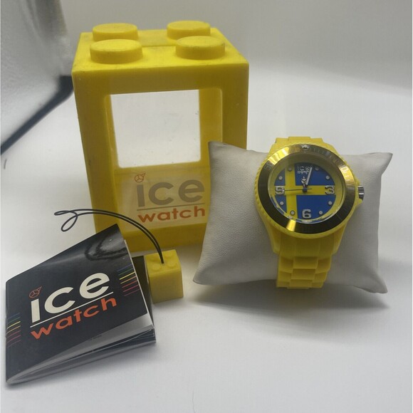 Rare 2012 Ice World Sweden Edition Big Unisex Yellow Blue Analogue Watch New main image 6
